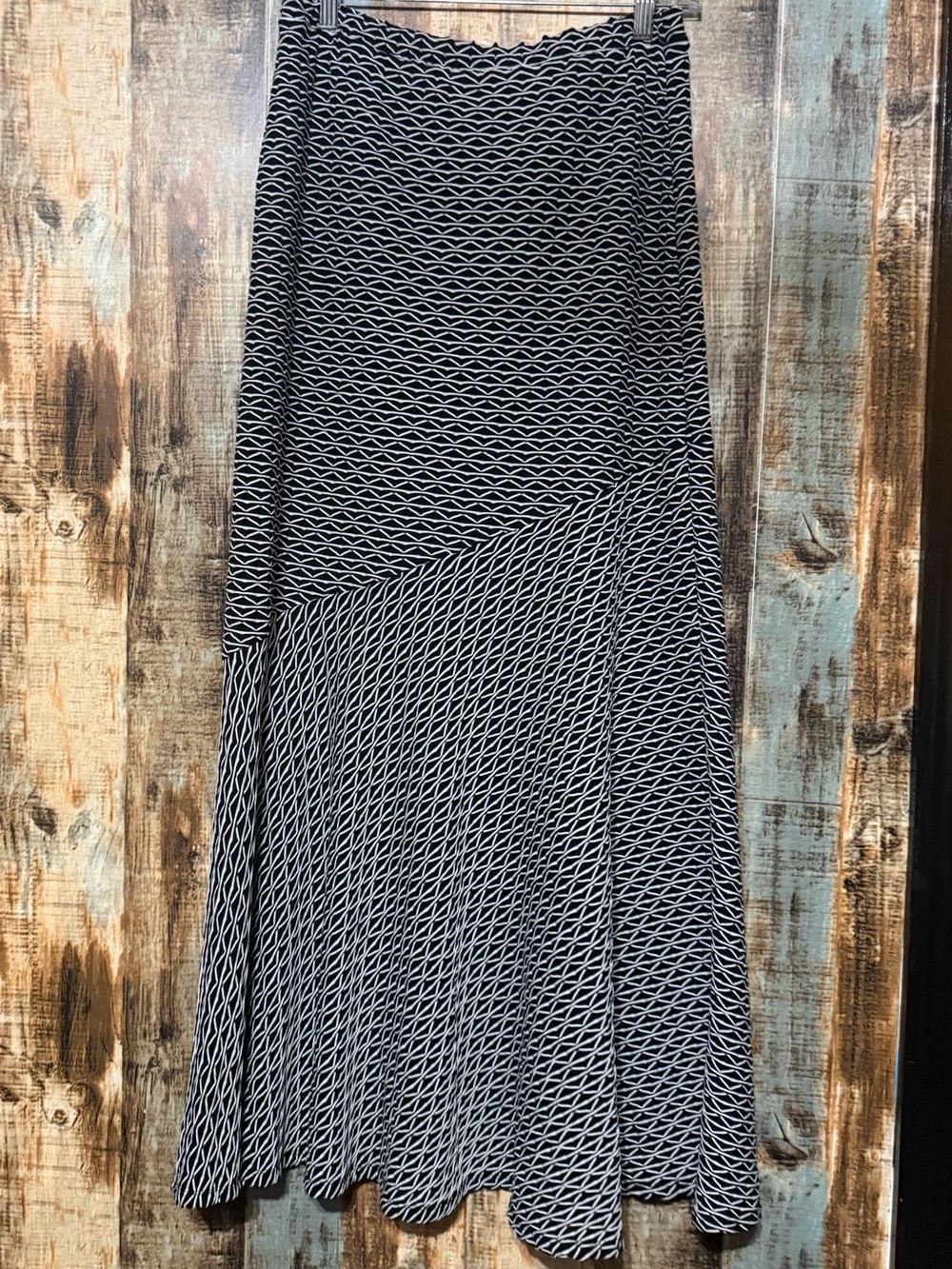 Cato Black and White Geometric Maxi Skirt